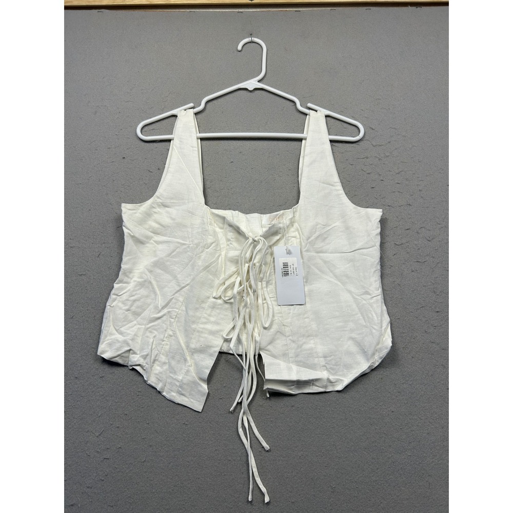 Billy J Corset Top Linen Blend White Size 14 Womens